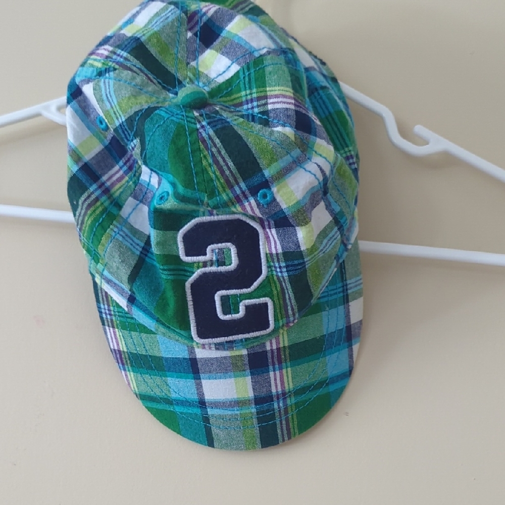 The childrens place Plaid Cap with Number 2 Patch size large 2-4 years